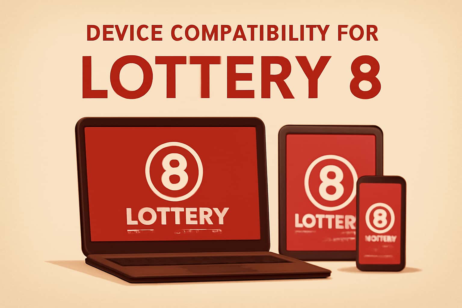 Informational graphic showing device compatibility aspects for Lottery 8.