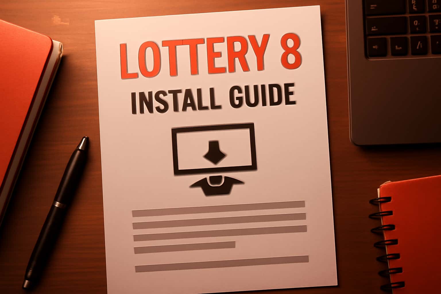 An illustrative guide for installing Lottery 8 on a digital device, focusing on technical support.