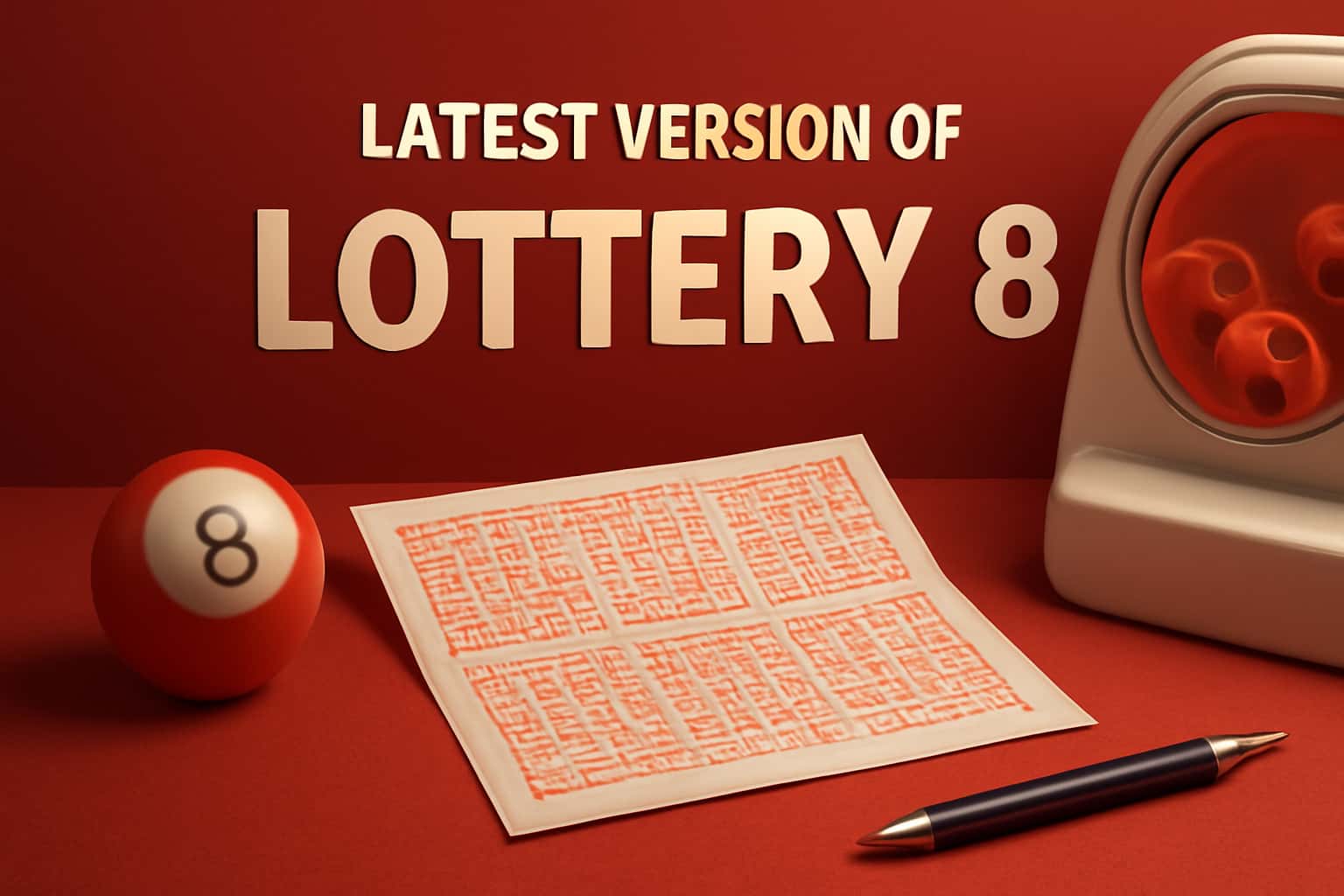 Informational graphic depicting the Latest Version of Lottery 8 with focus on functionality.
