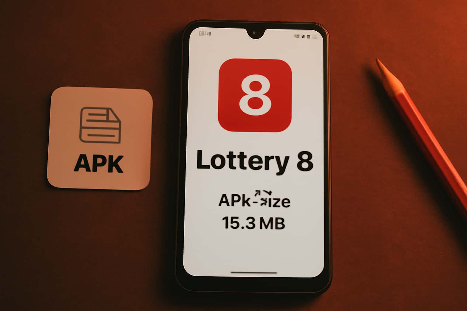 A professional presentation of Lottery 8 APK size information.