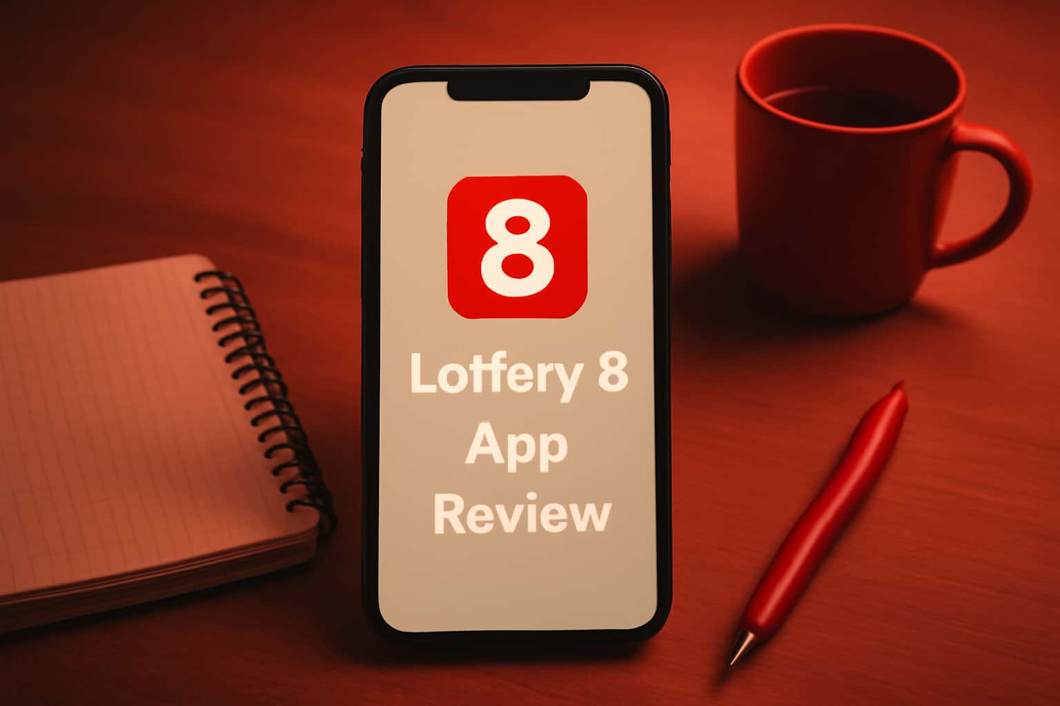 An informational scene showcasing the features of Lottery 8 app, with a focus on user engagement.