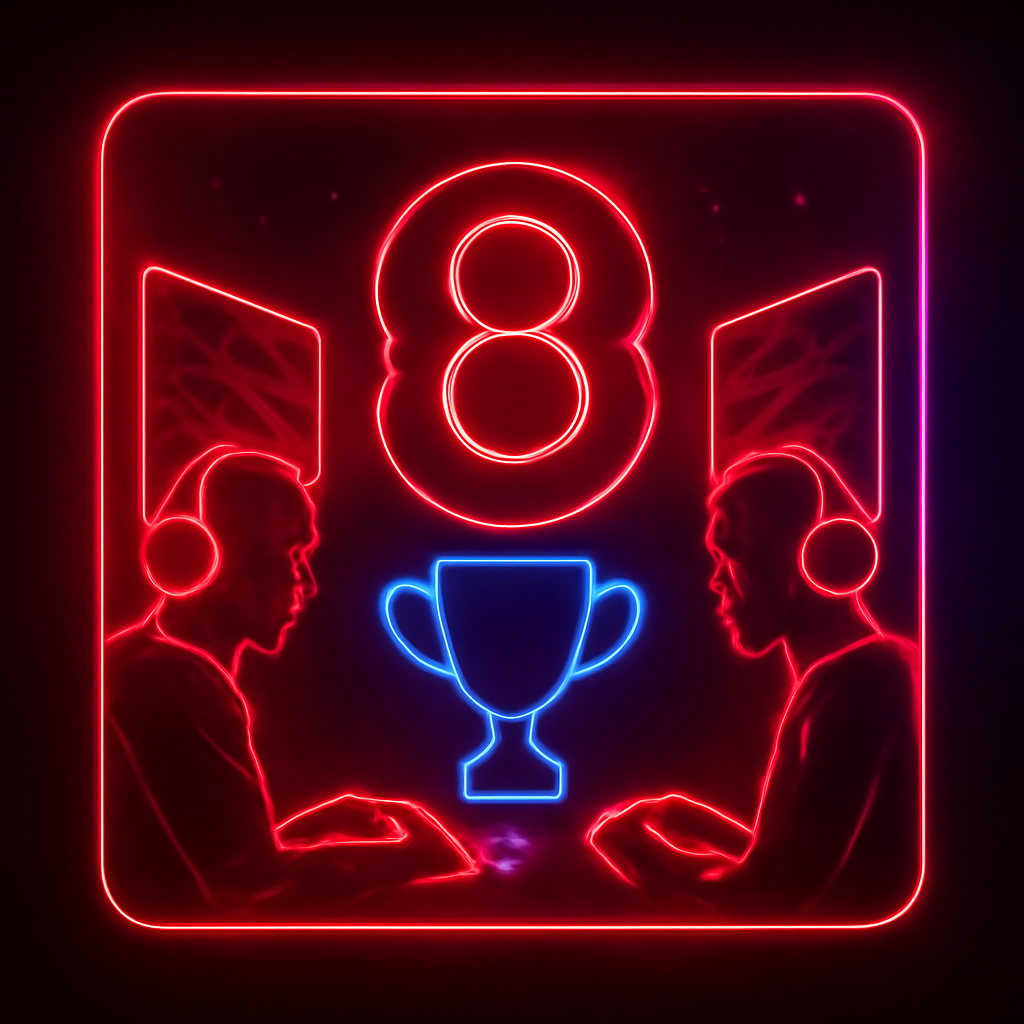 A badge representing Lottery 8 app review, emphasizing its features.