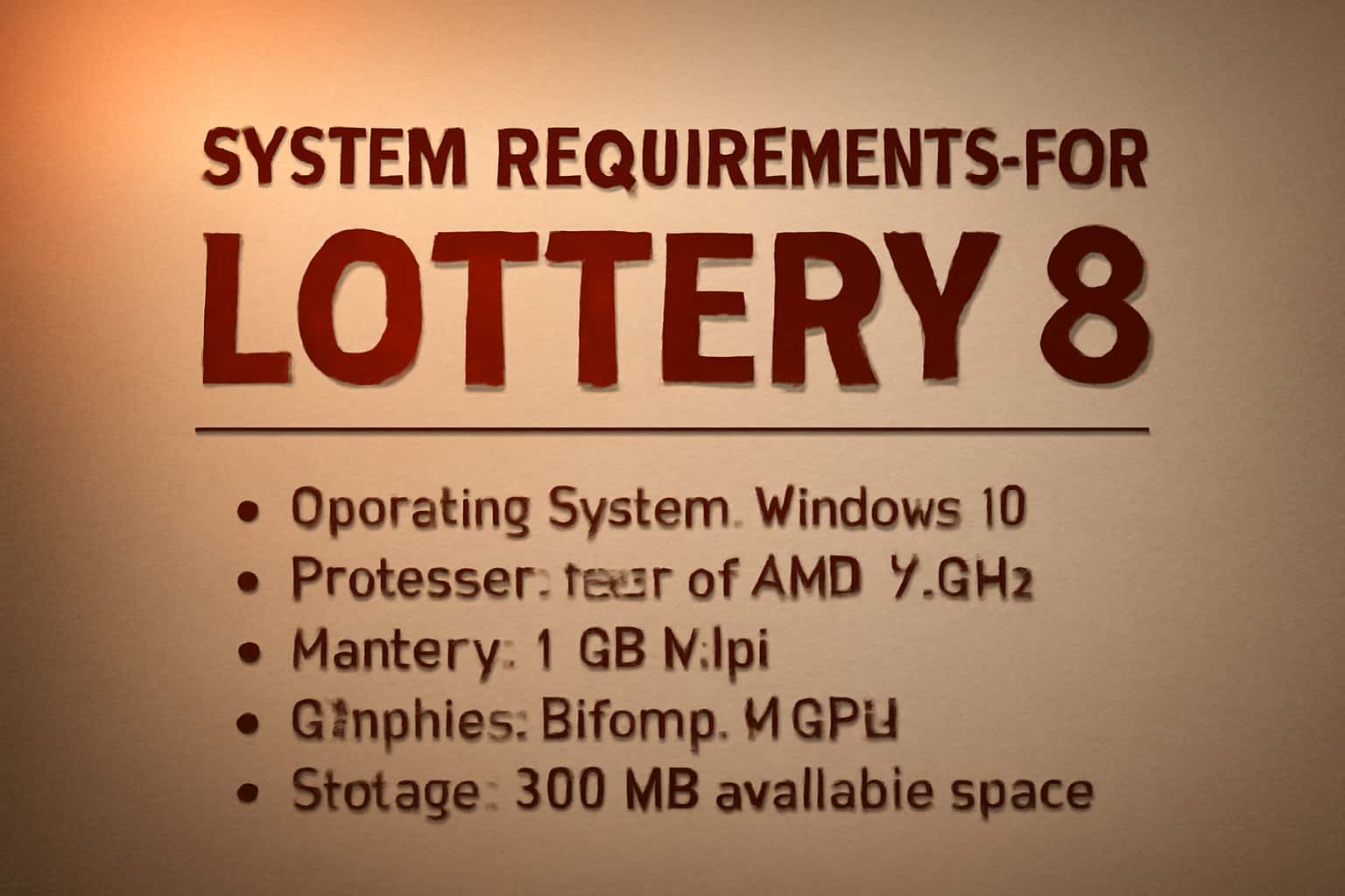 Informational graphic on system requirements for Lottery 8